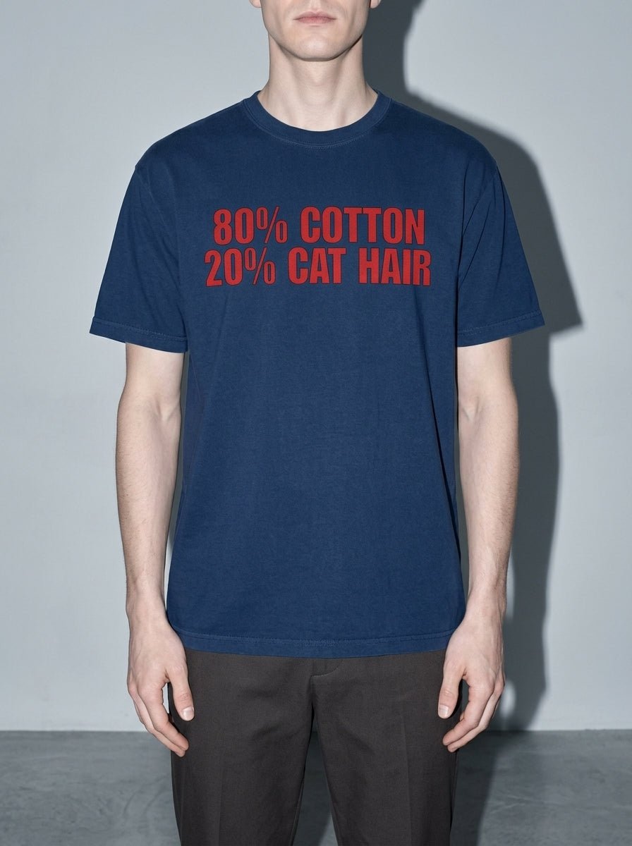 80% Cotton, 20% Cat Hair Premium Shirt - true-navy--bust_to_thigh
