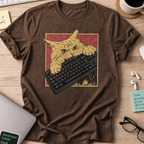 cat biting keyboard shirt - Dark Chocolate