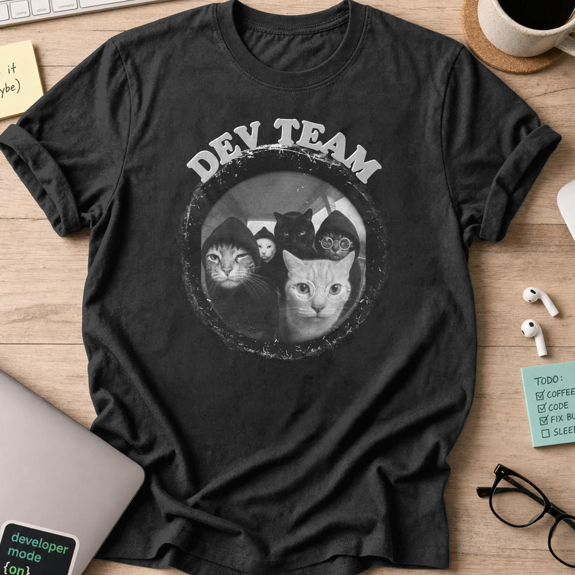 cat dev team shirt - Black