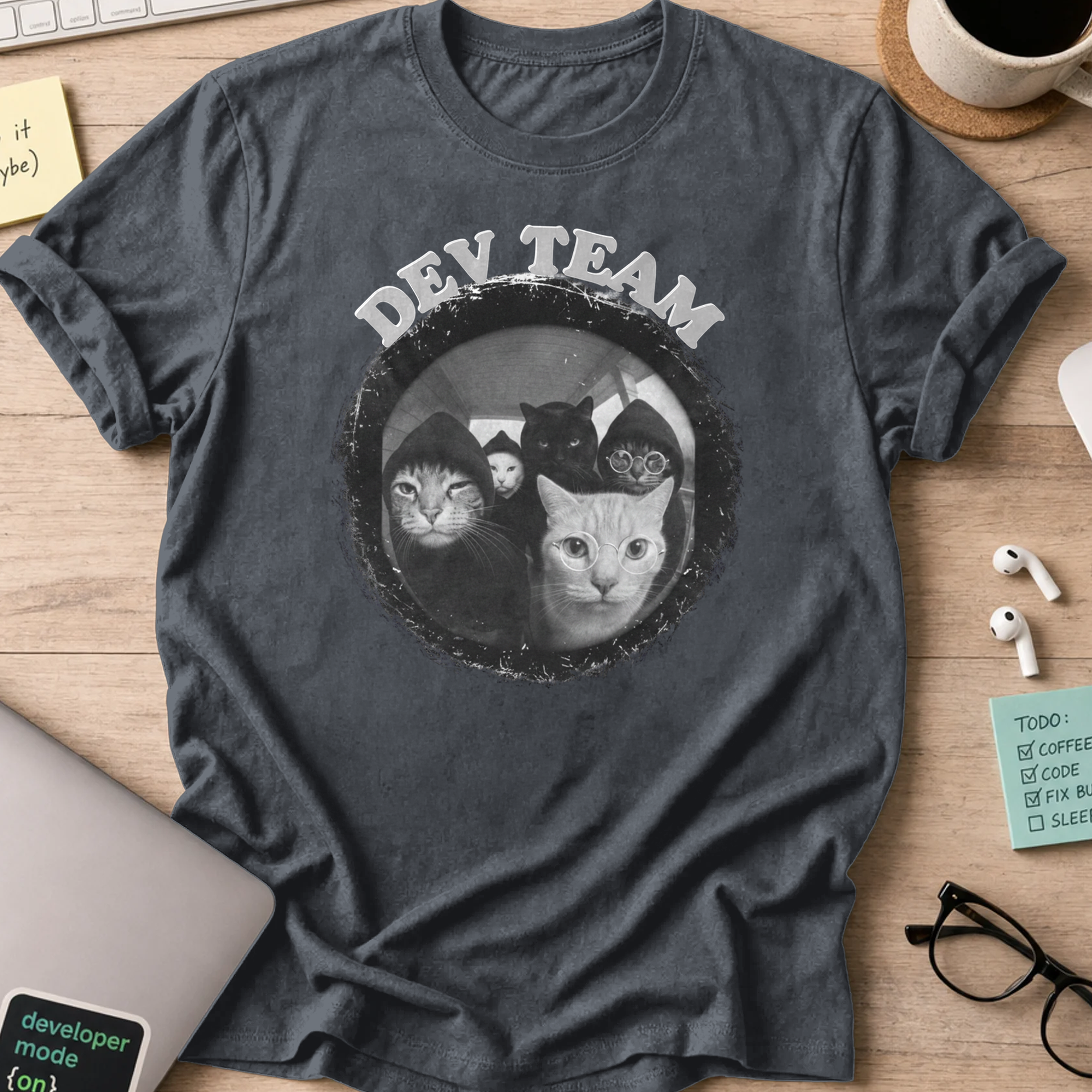 cat dev team shirt - Dark Heather