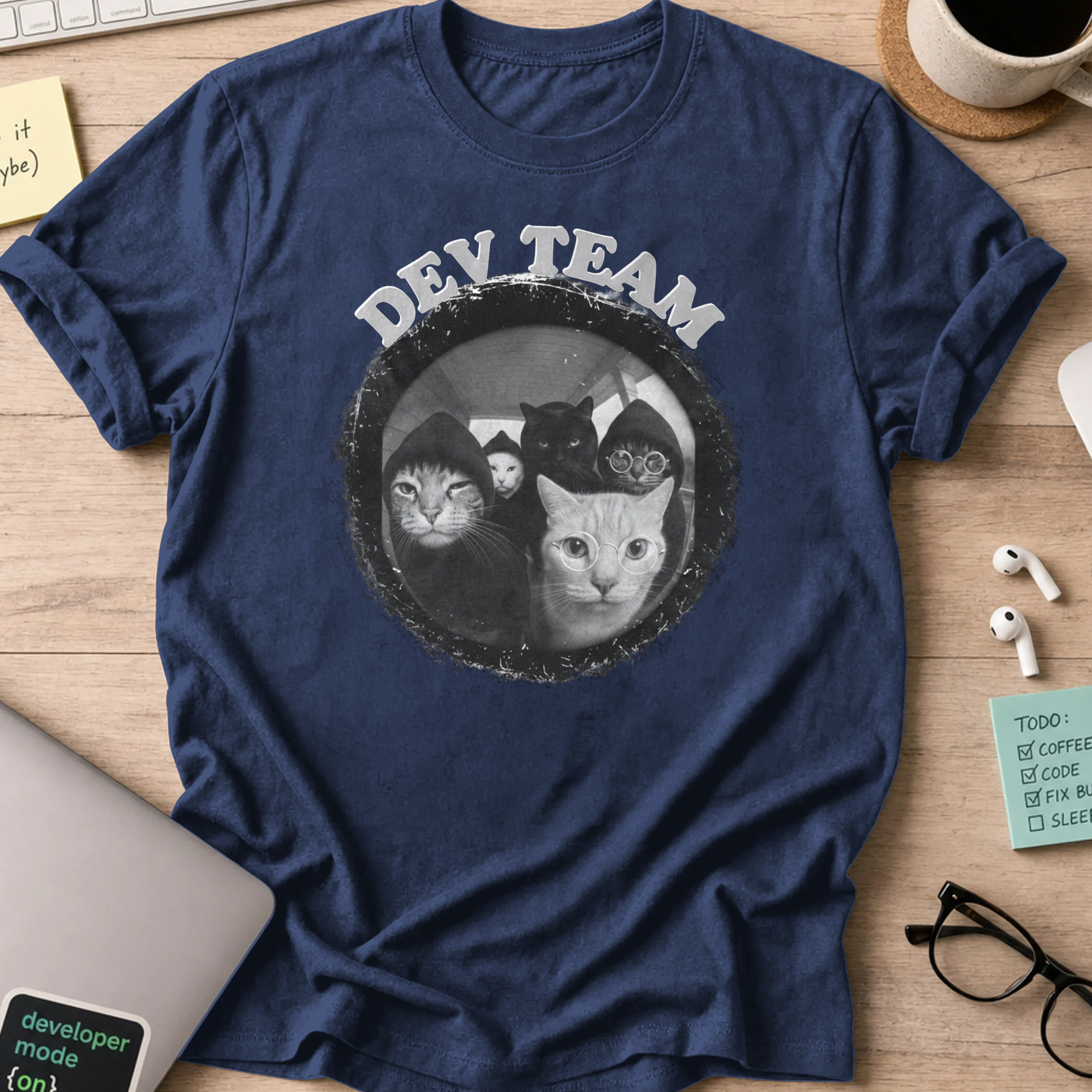 cat dev team shirt - Navy