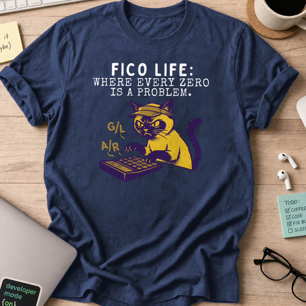 cat fico life shirt - Navy