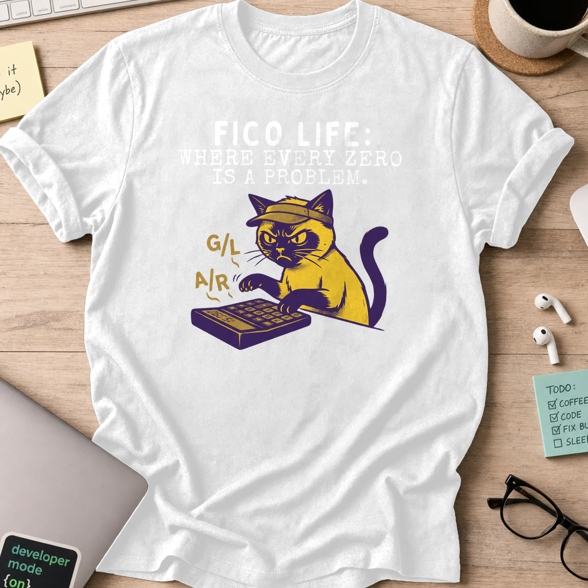 cat fico life shirt - White