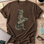 cat keyboard rockstar shirt - Dark Chocolate
