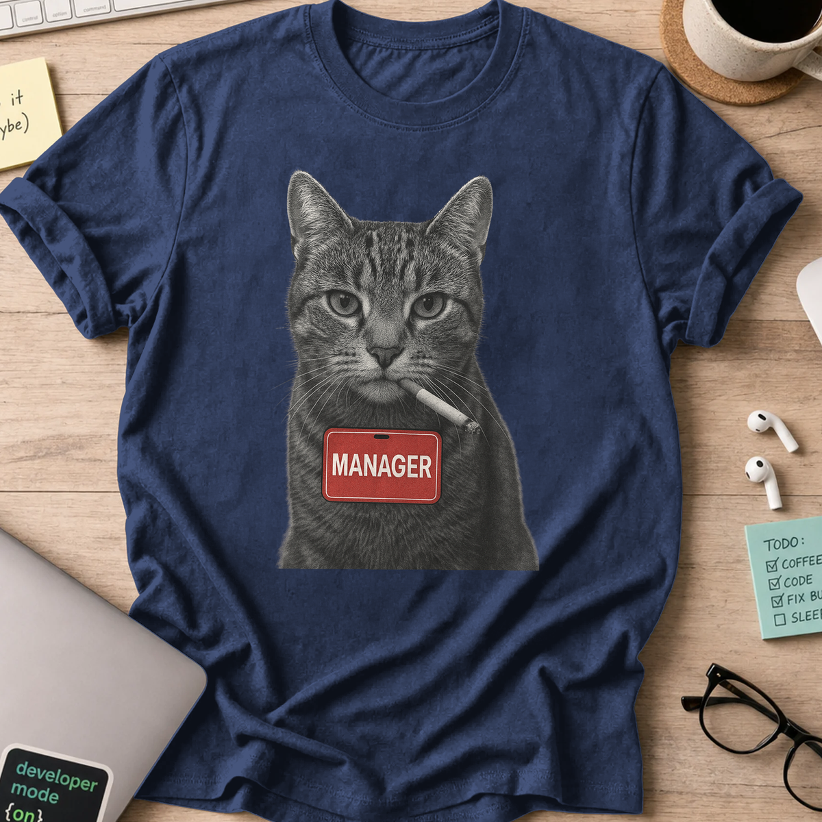 cat manager shirt - Navy