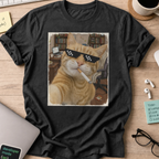 cat smoking with a shades shirt - Black