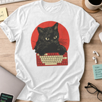 cat typing developer shirt - White