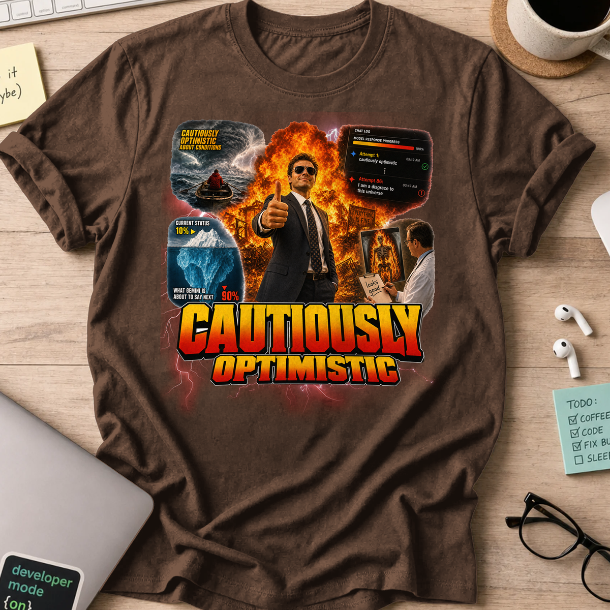 Cautiously Optimistic Shirt - Dark Chocolate