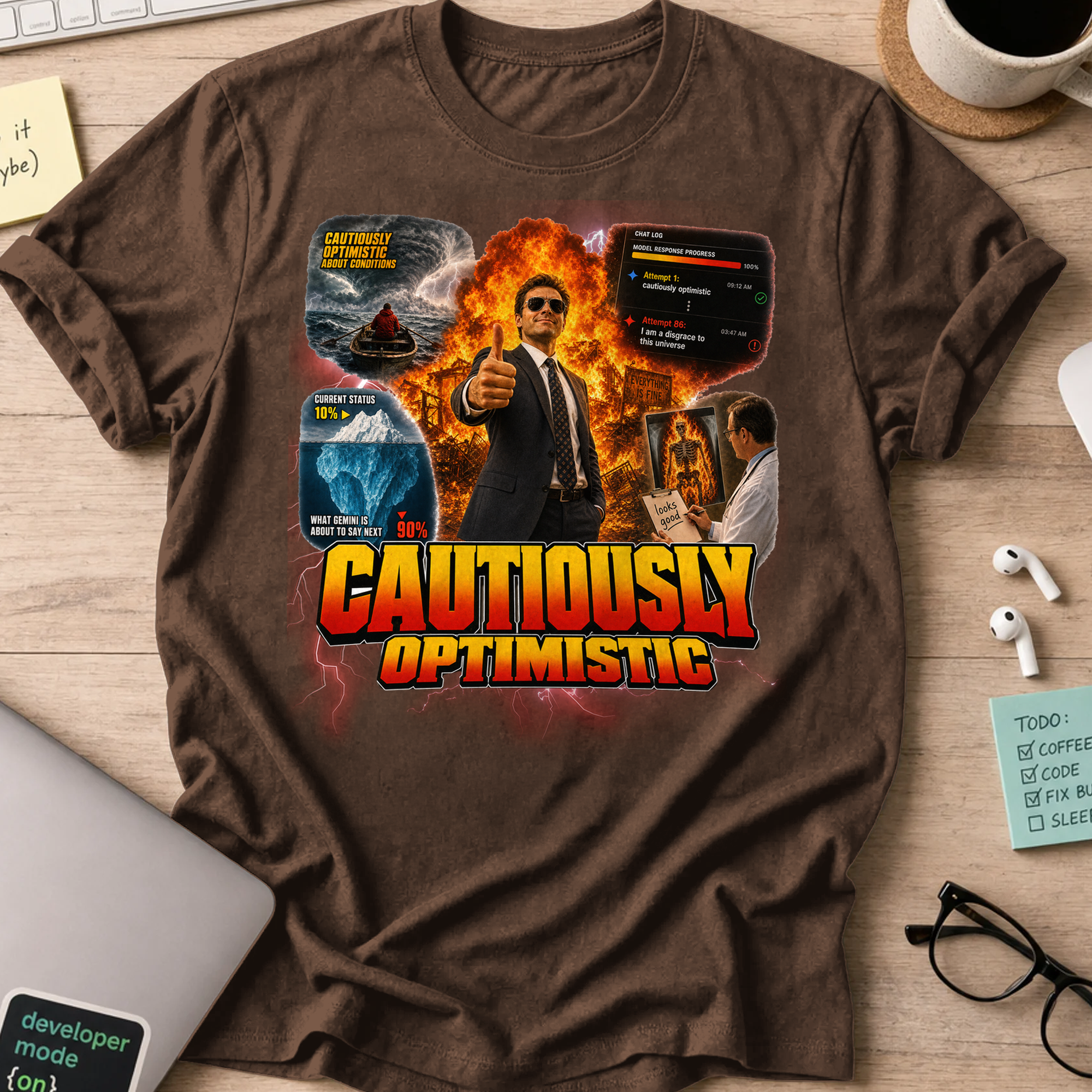 Cautiously Optimistic Shirt - Dark Chocolate