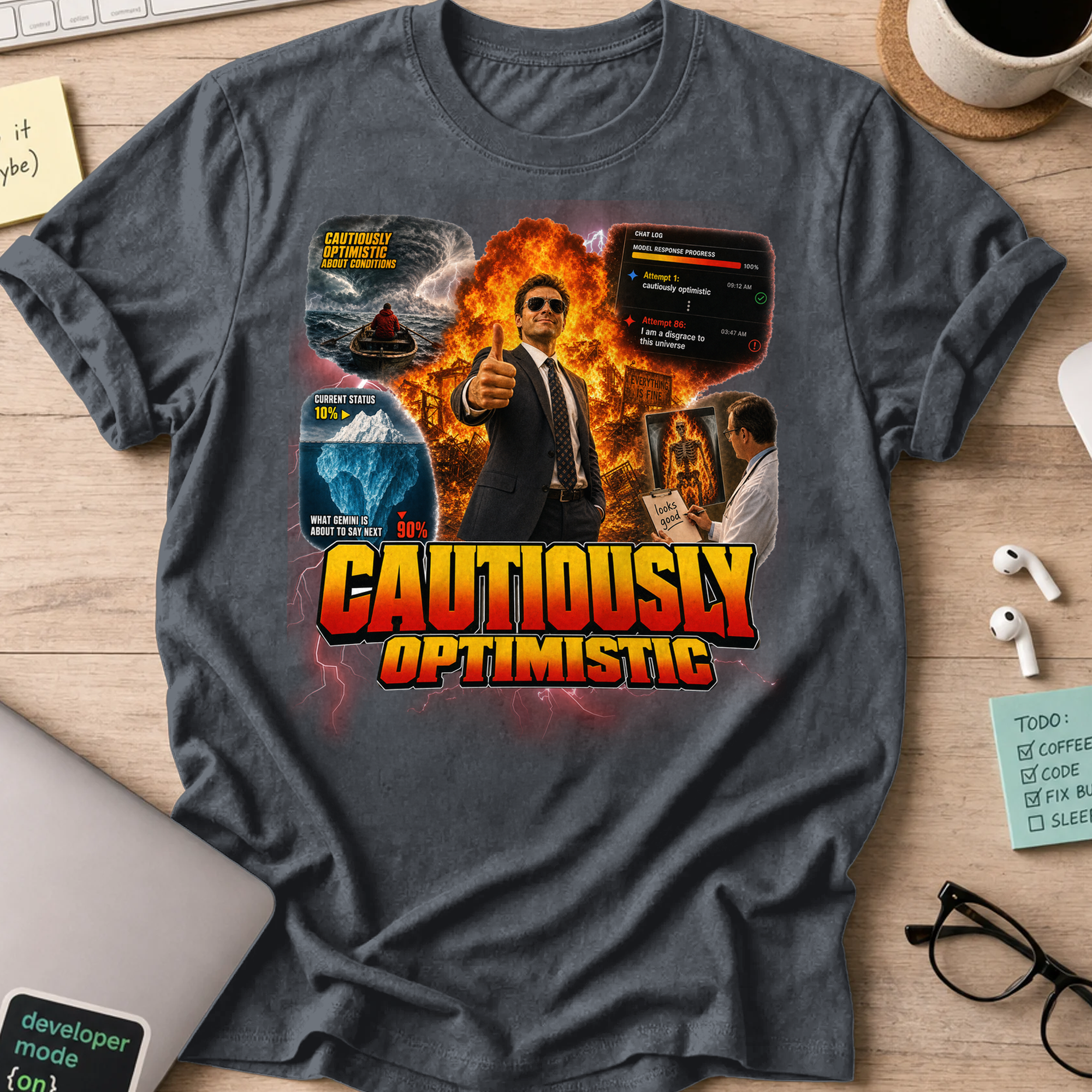 Cautiously Optimistic Shirt - Dark Heather