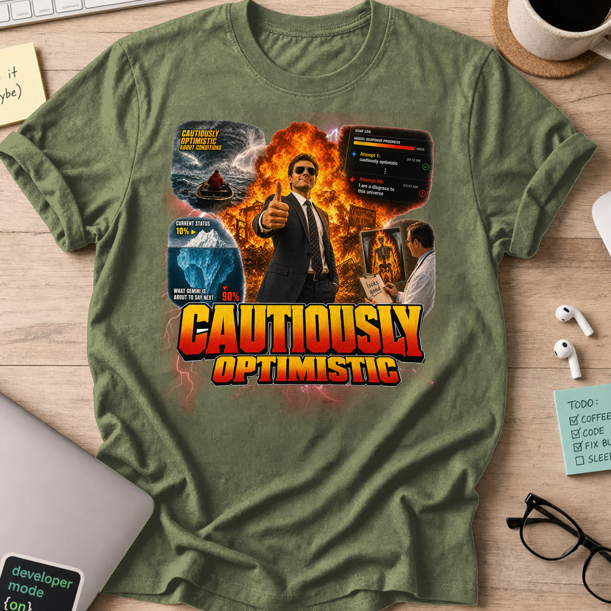 Cautiously Optimistic Shirt - Military Green