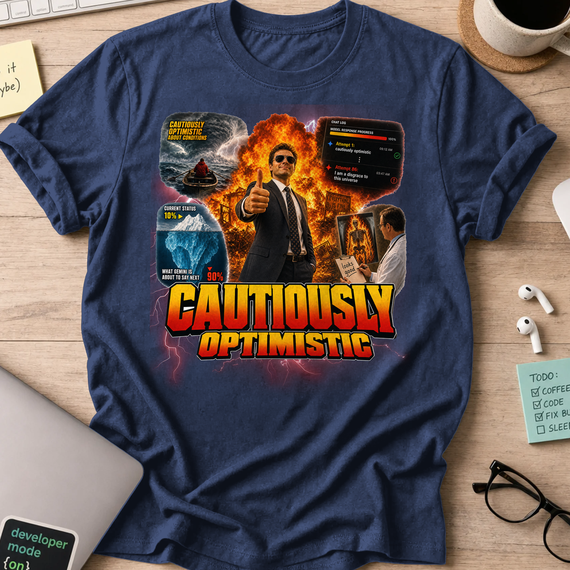 Cautiously Optimistic Shirt - Navy