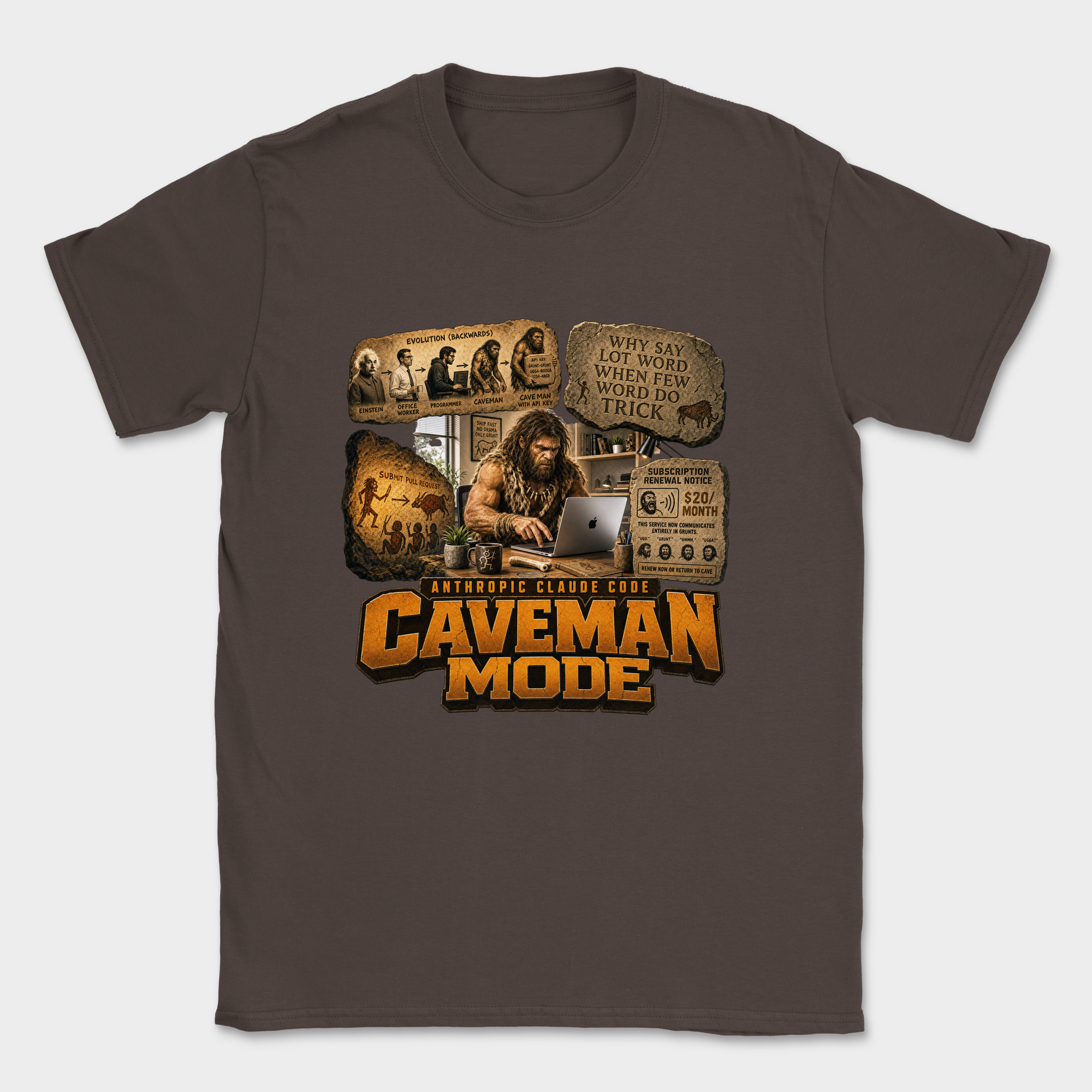 Caveman Mode Shirt — Dark Chocolate