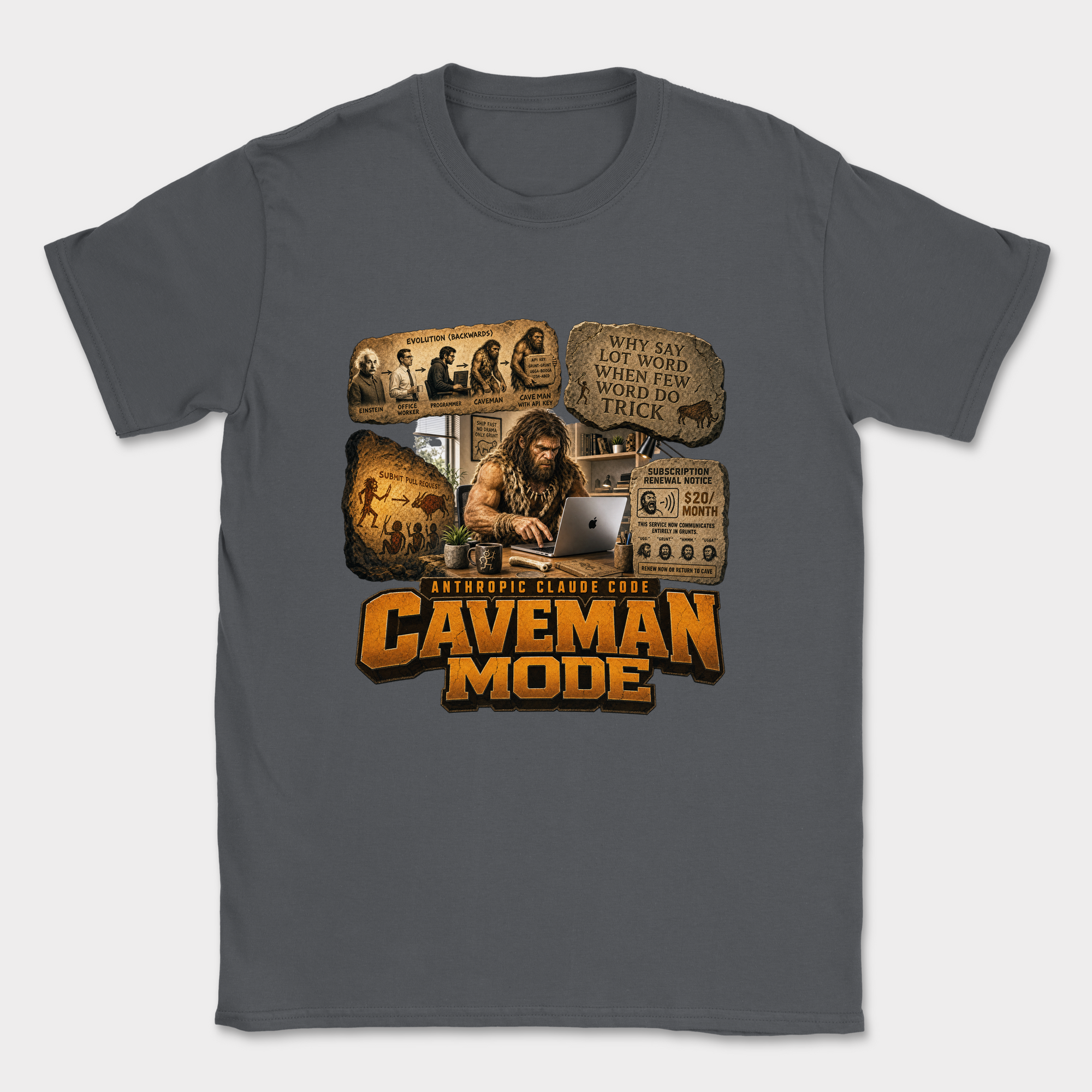 Caveman Mode Shirt — Dark Heather