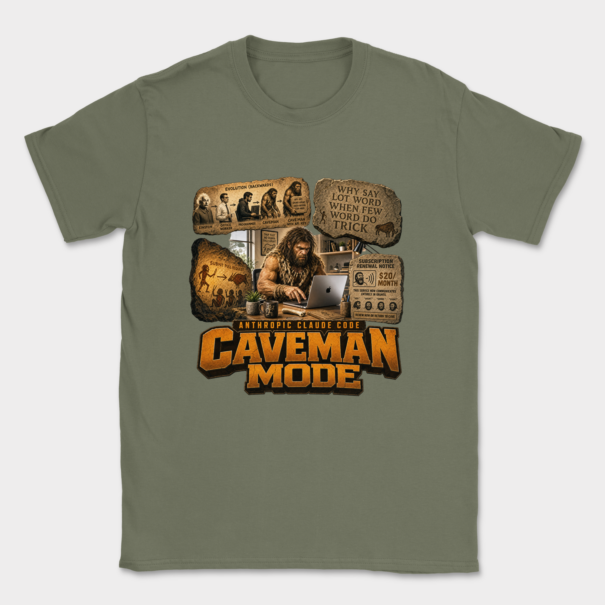 Caveman Mode Shirt — Military Green