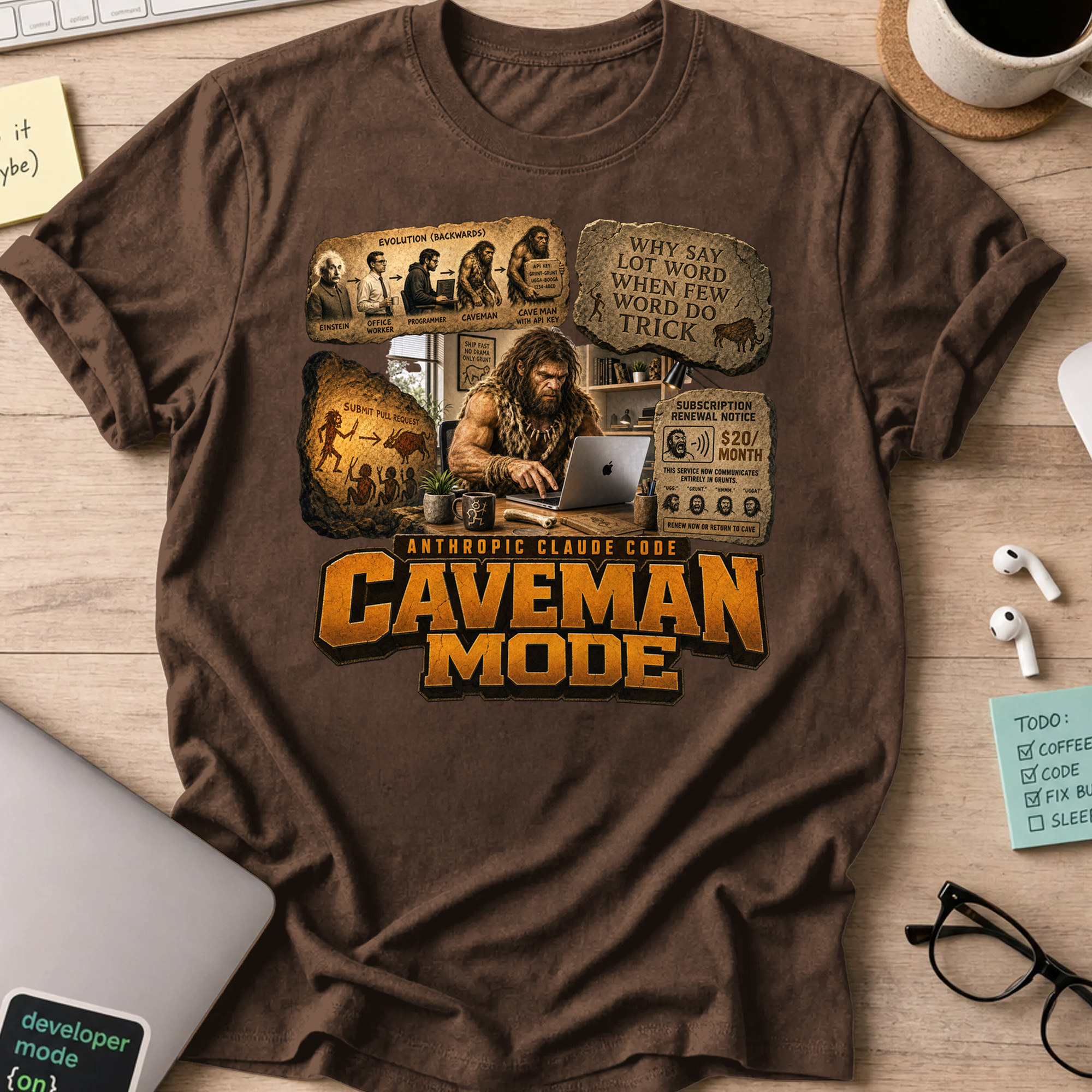 Caveman Mode Shirt - Dark Chocolate