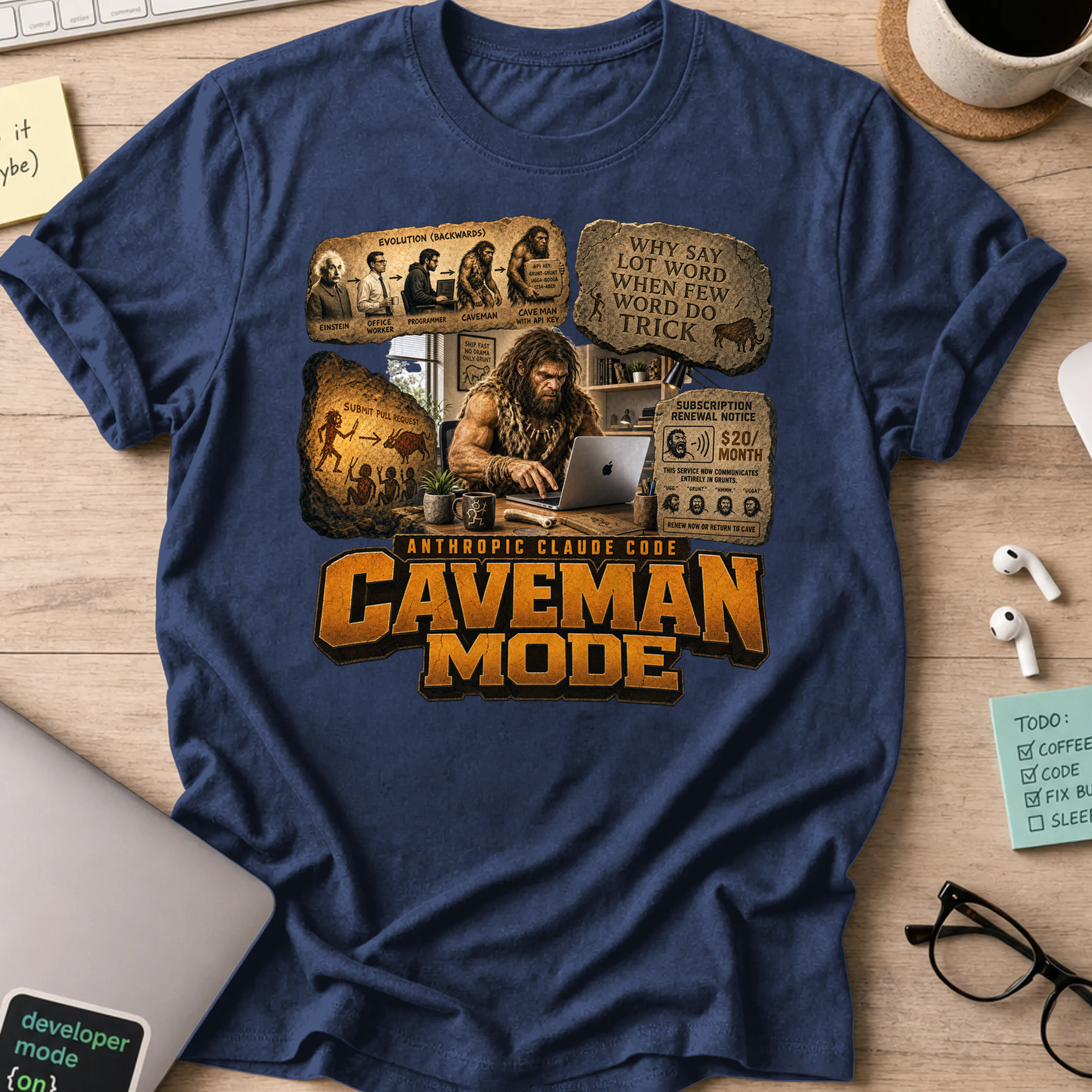 Caveman Mode Shirt - Navy