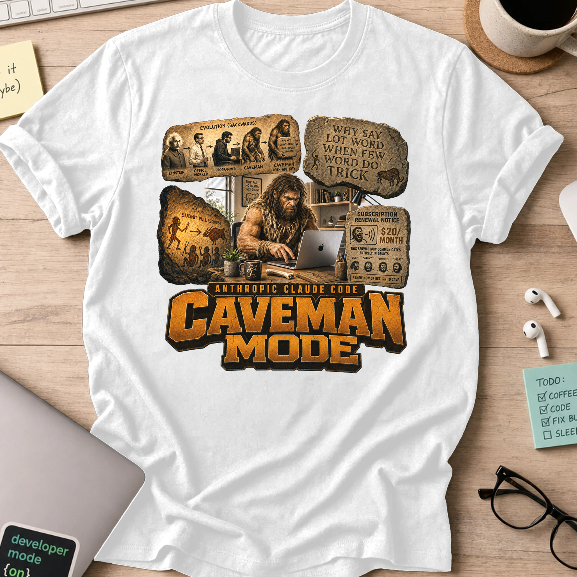 Caveman Mode Shirt - White