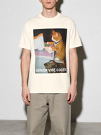 Senior Vibe Coder Cat Graphic IT Nerd T-Shirt — ivory bust to thigh