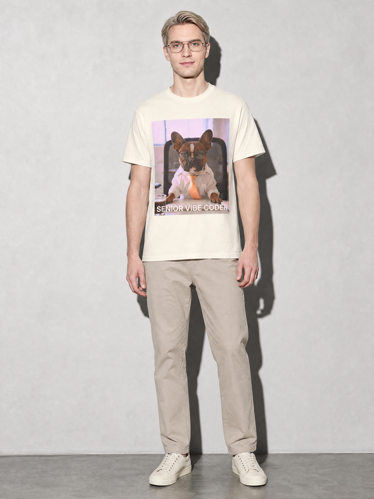 Senior Vibe Coder Graphic IT Nerd T-Shirt — ivory main