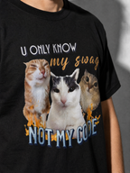 u only know my swag not my code Graphic IT Nerd T-Shirt — black macro