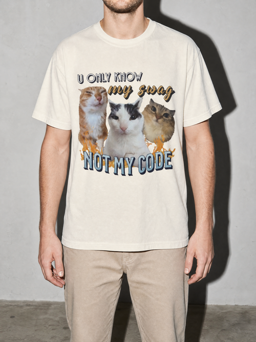 u only know my swag not my code Graphic IT Nerd T-Shirt — ivory bust to thigh
