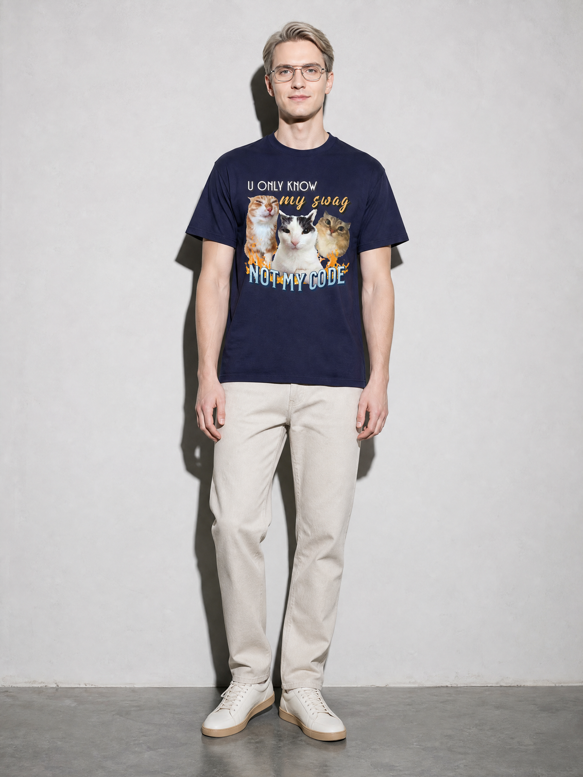 u only know my swag not my code Graphic IT Nerd T-Shirt — true-navy main