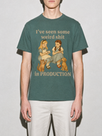 weird shit in production Graphic IT Nerd T-Shirt — blue-spruce bust to thigh