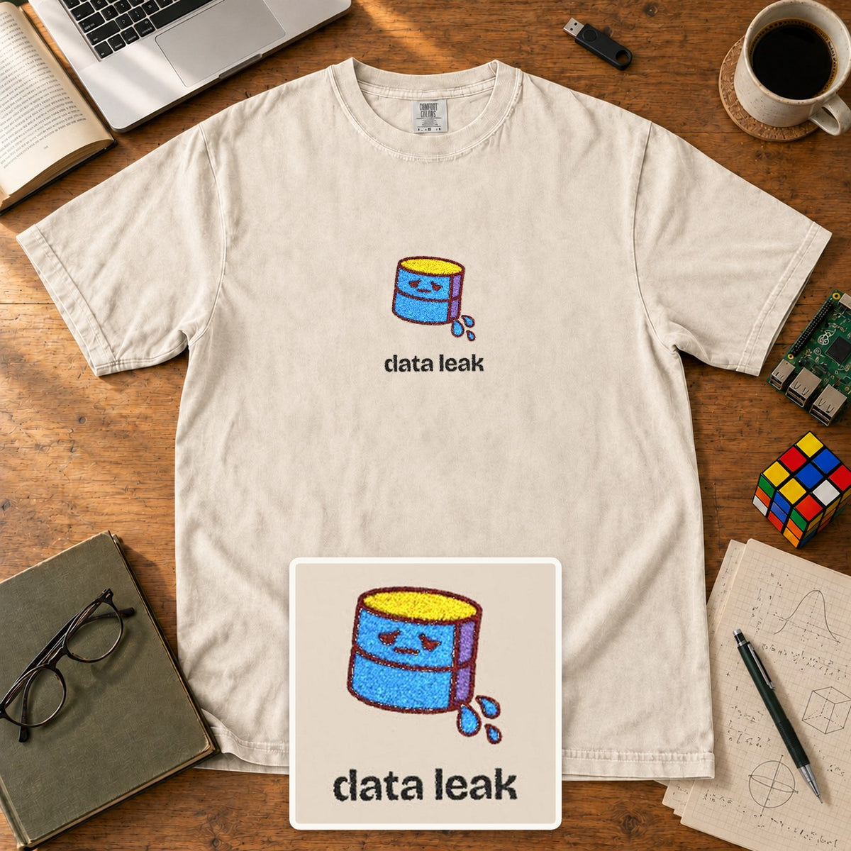 Data Leak Embroidered Shirt in Ivory