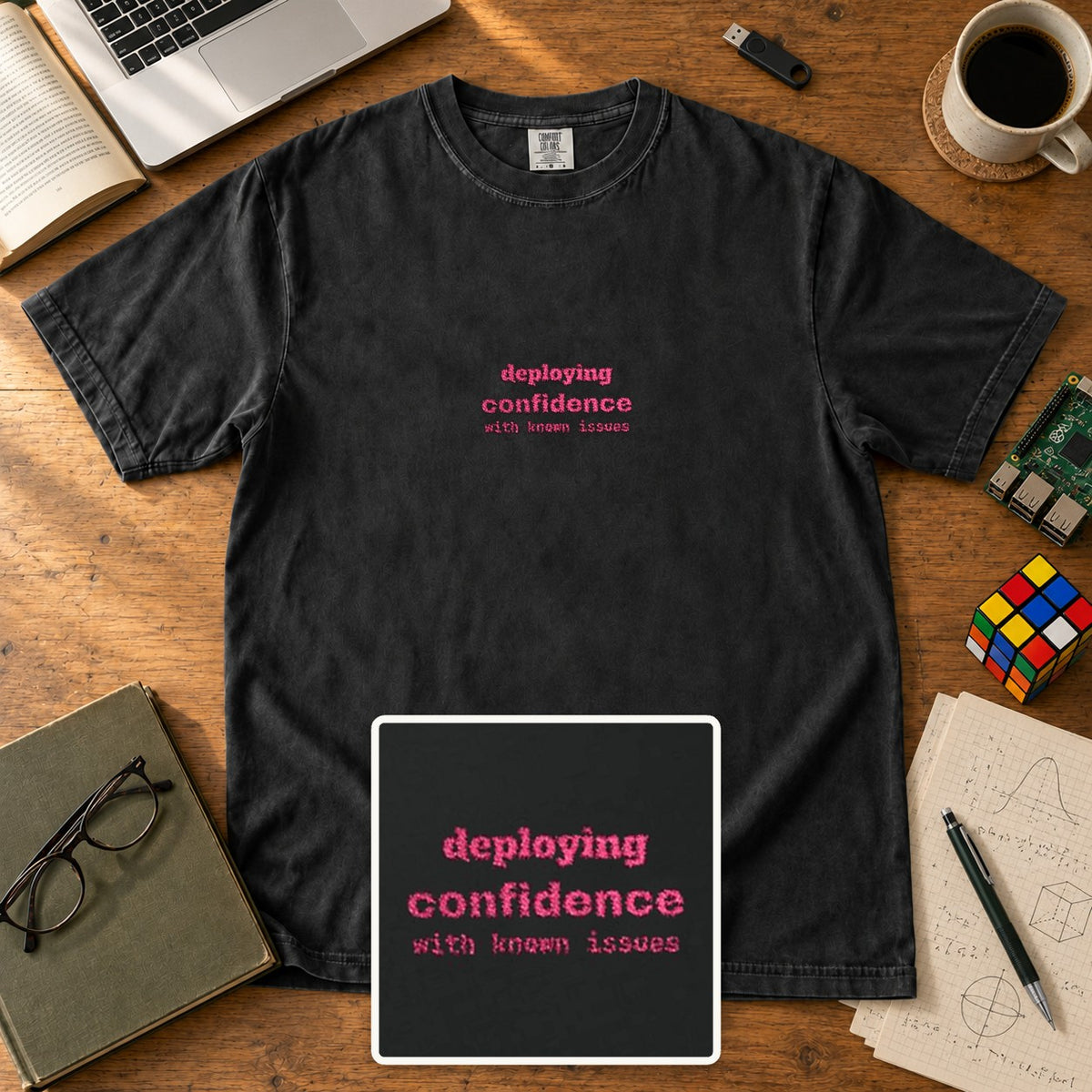 Deploying Confidence With Known Issues Embroidered Shirt in Black