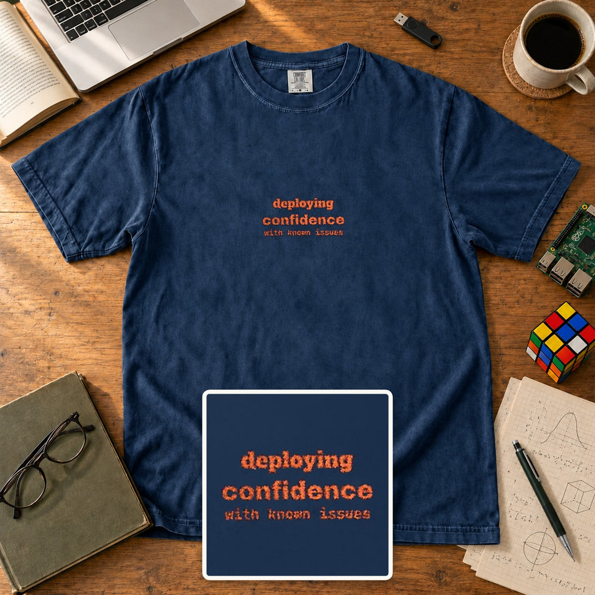 Deploying Confidence With Known Issues Embroidered Shirt in True Navy