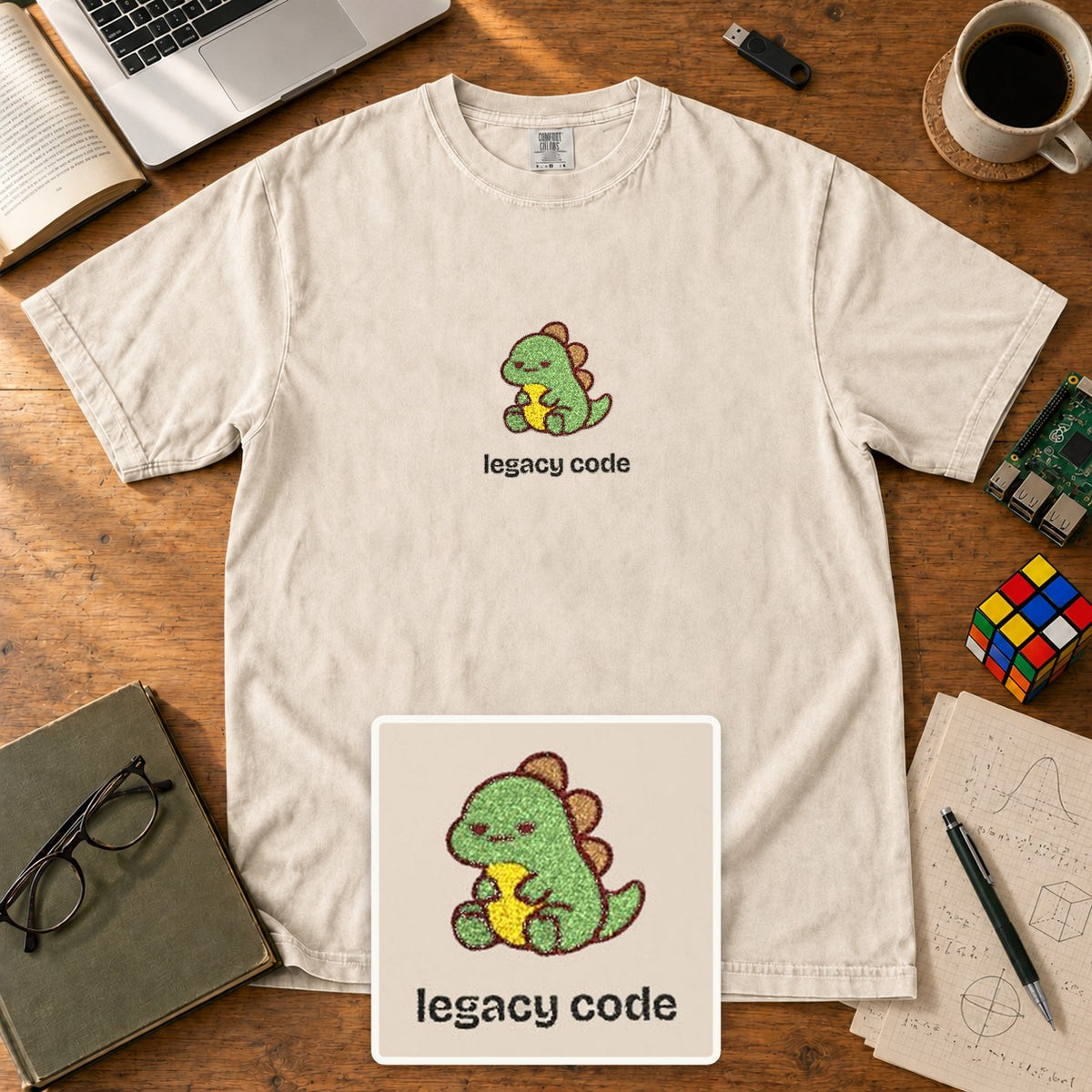 Legacy Code Embroidered Shirt in Ivory