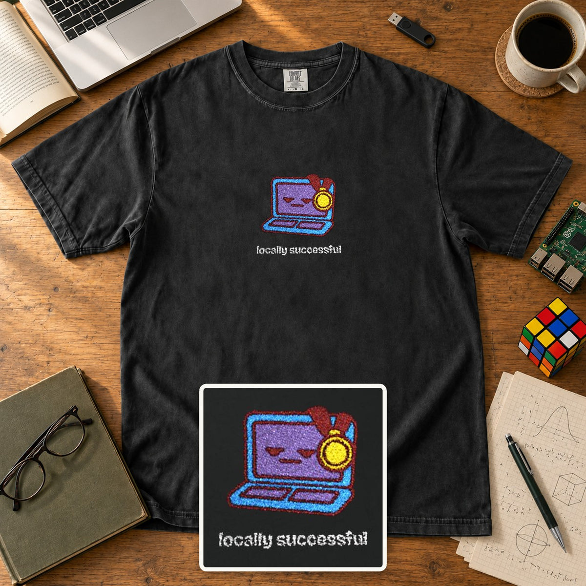 Locally Successful Embroidered Shirt in Black