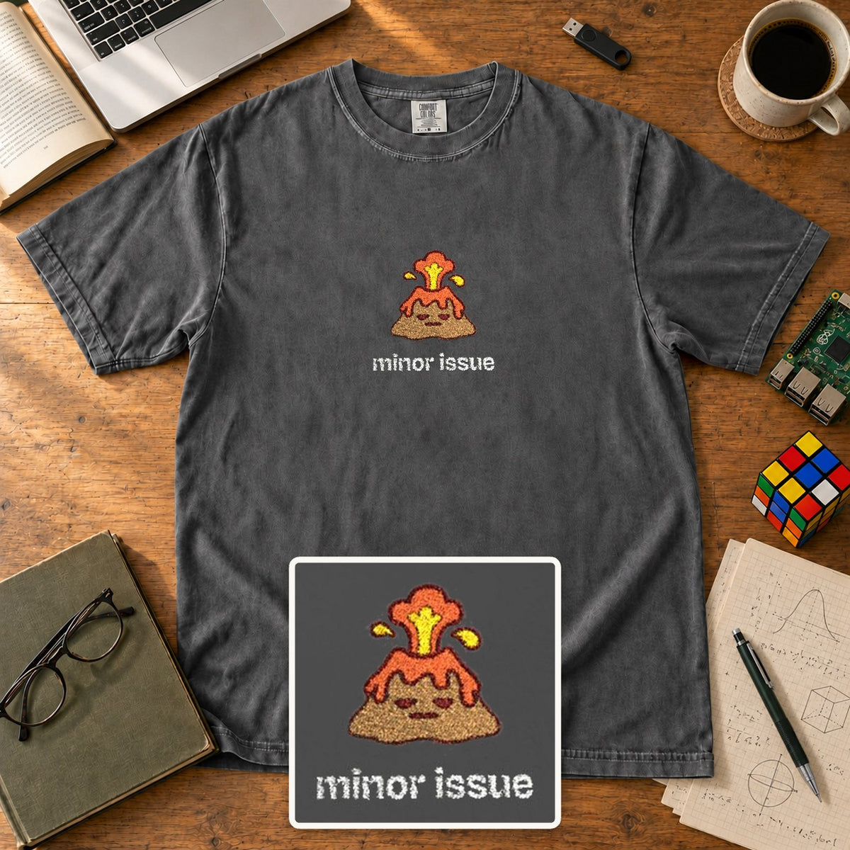 Minor Issue Embroidered Shirt in Pepper