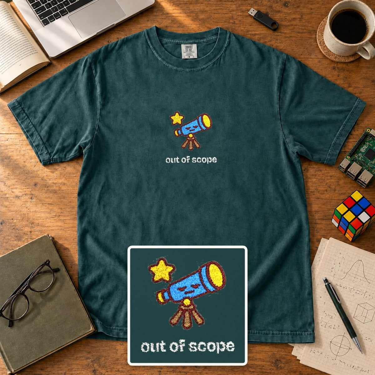 Out Of Scope Embroidered Shirt in Blue Spruce