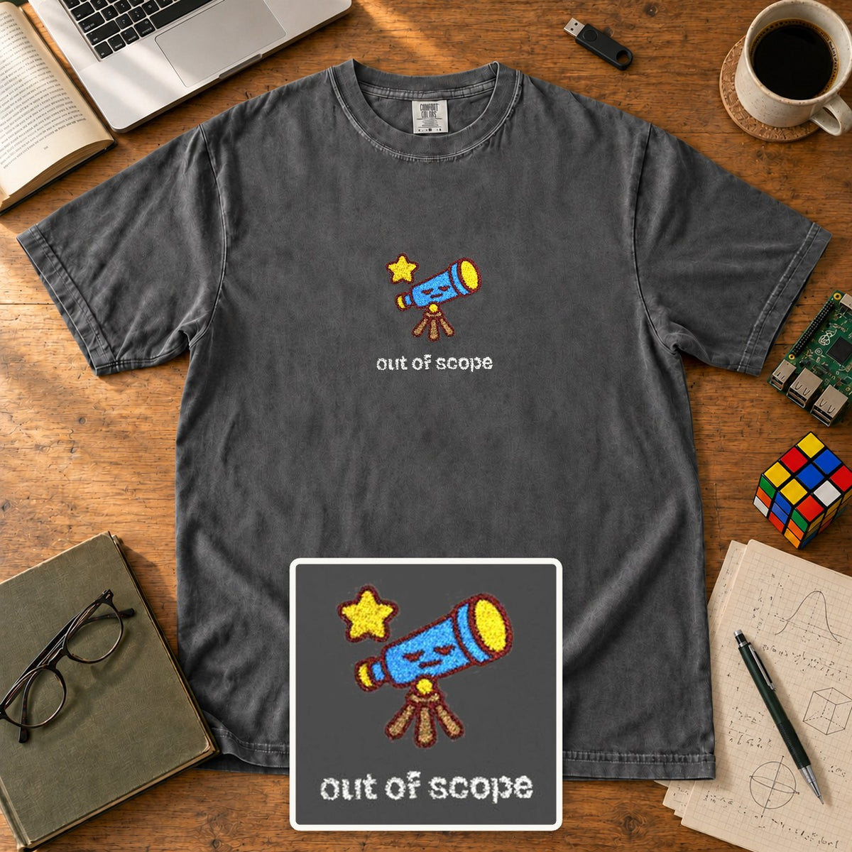 Out Of Scope Embroidered Shirt in Pepper