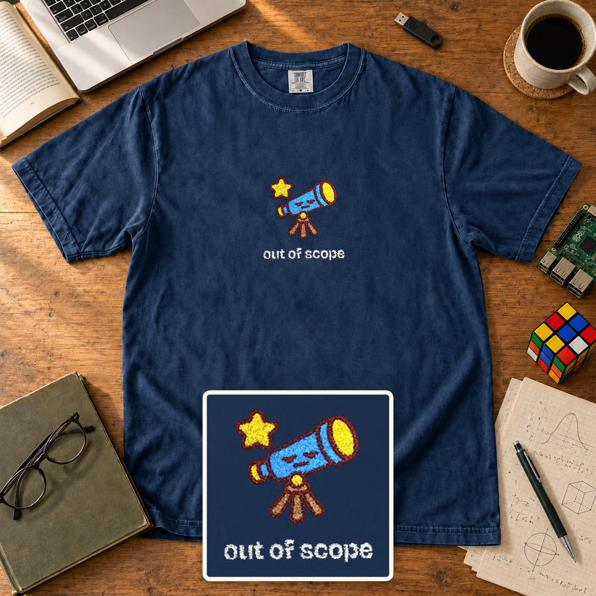 Out Of Scope Embroidered Shirt in True Navy