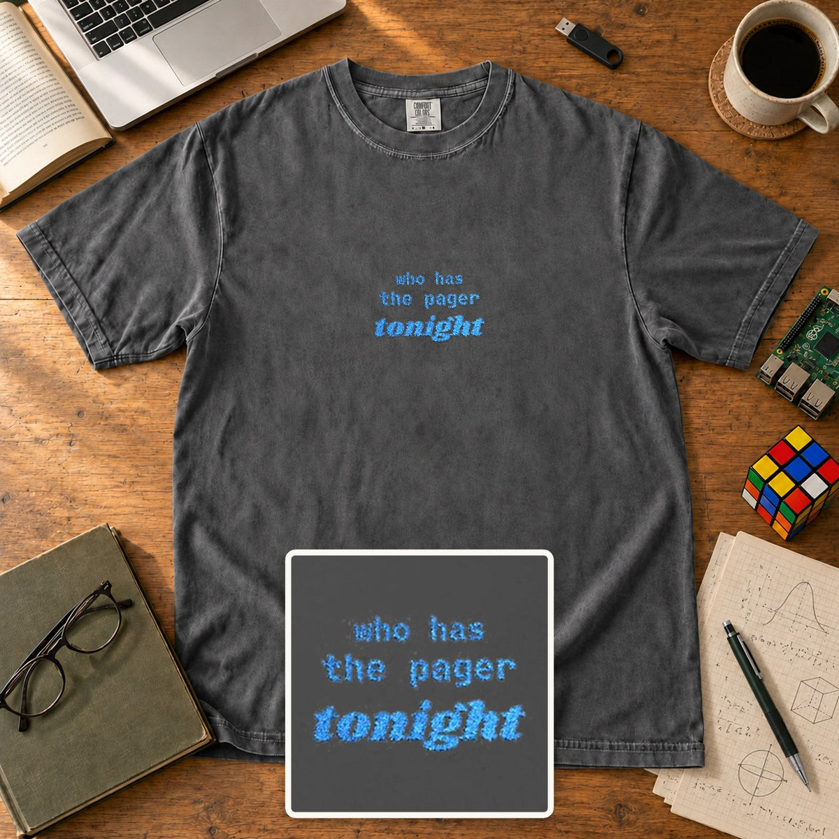 Who Has The Pager Tonight Embroidered Shirt in Pepper