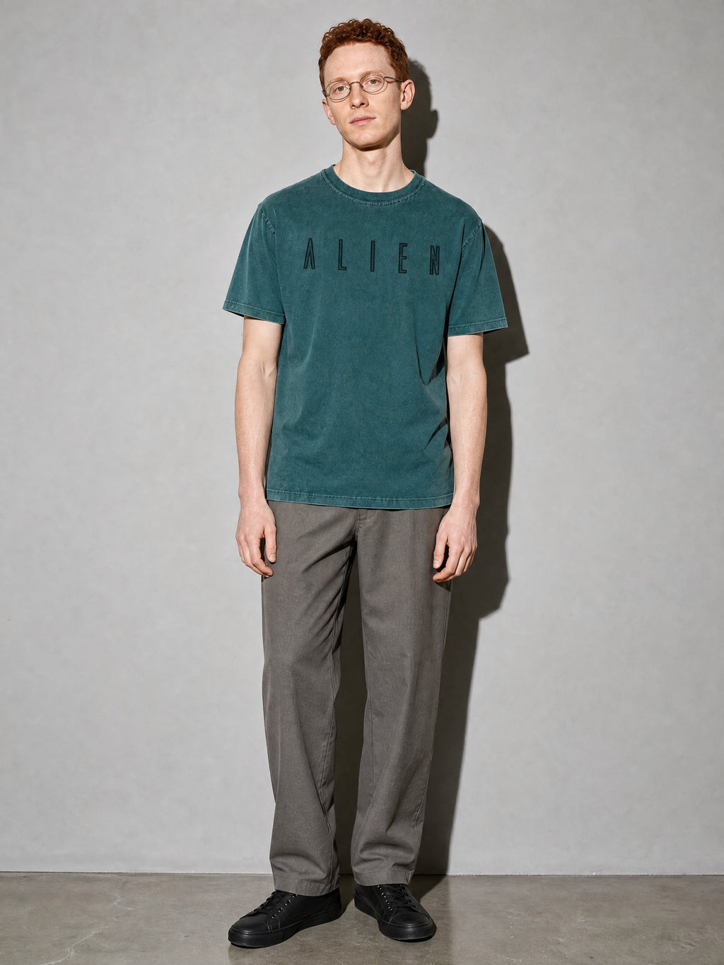 Alien Wordmark Premium Shirt - Blue Spruce - on-model full length