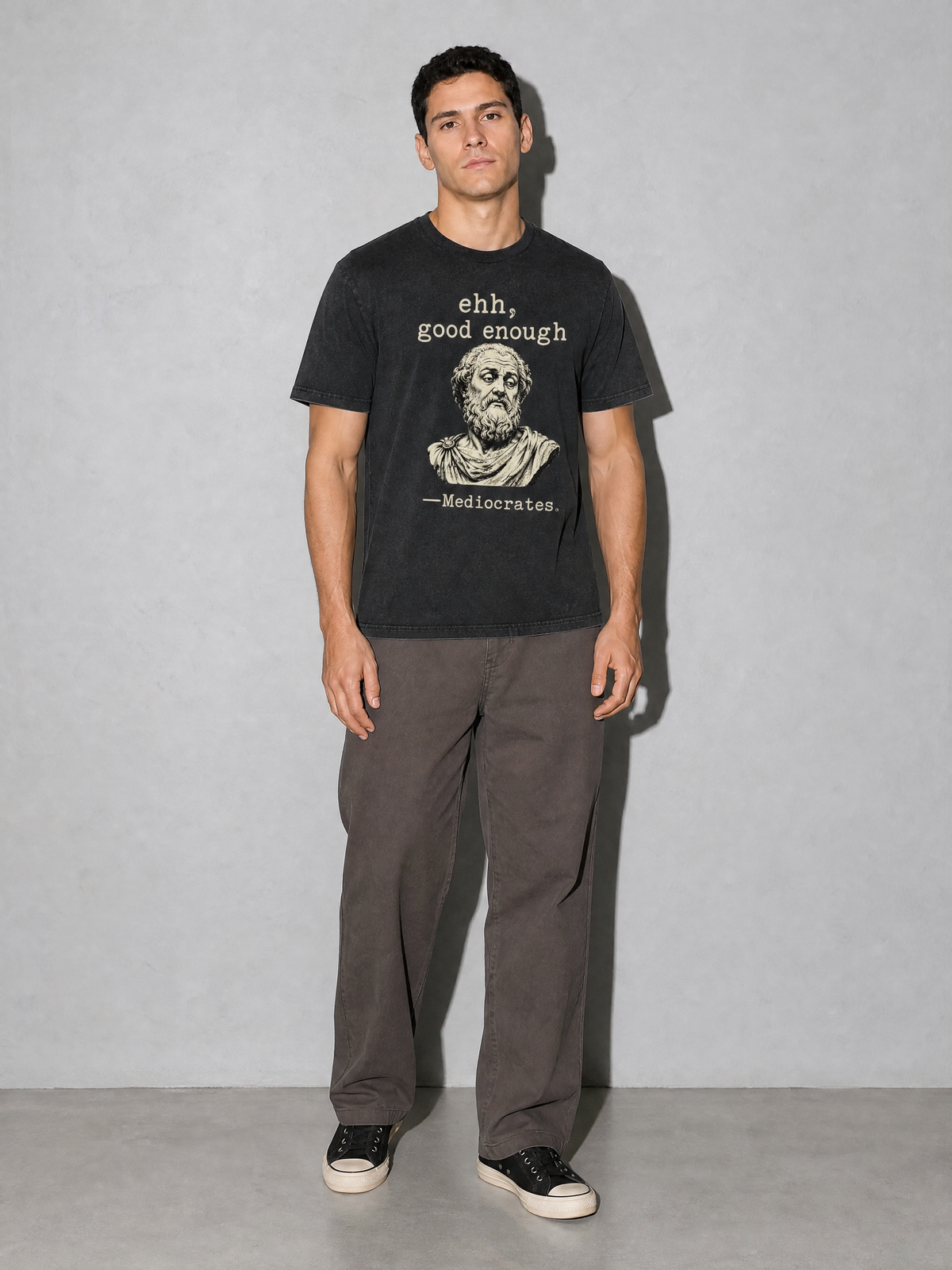 Mediocrates Premium Shirt - Black - on-model full length
