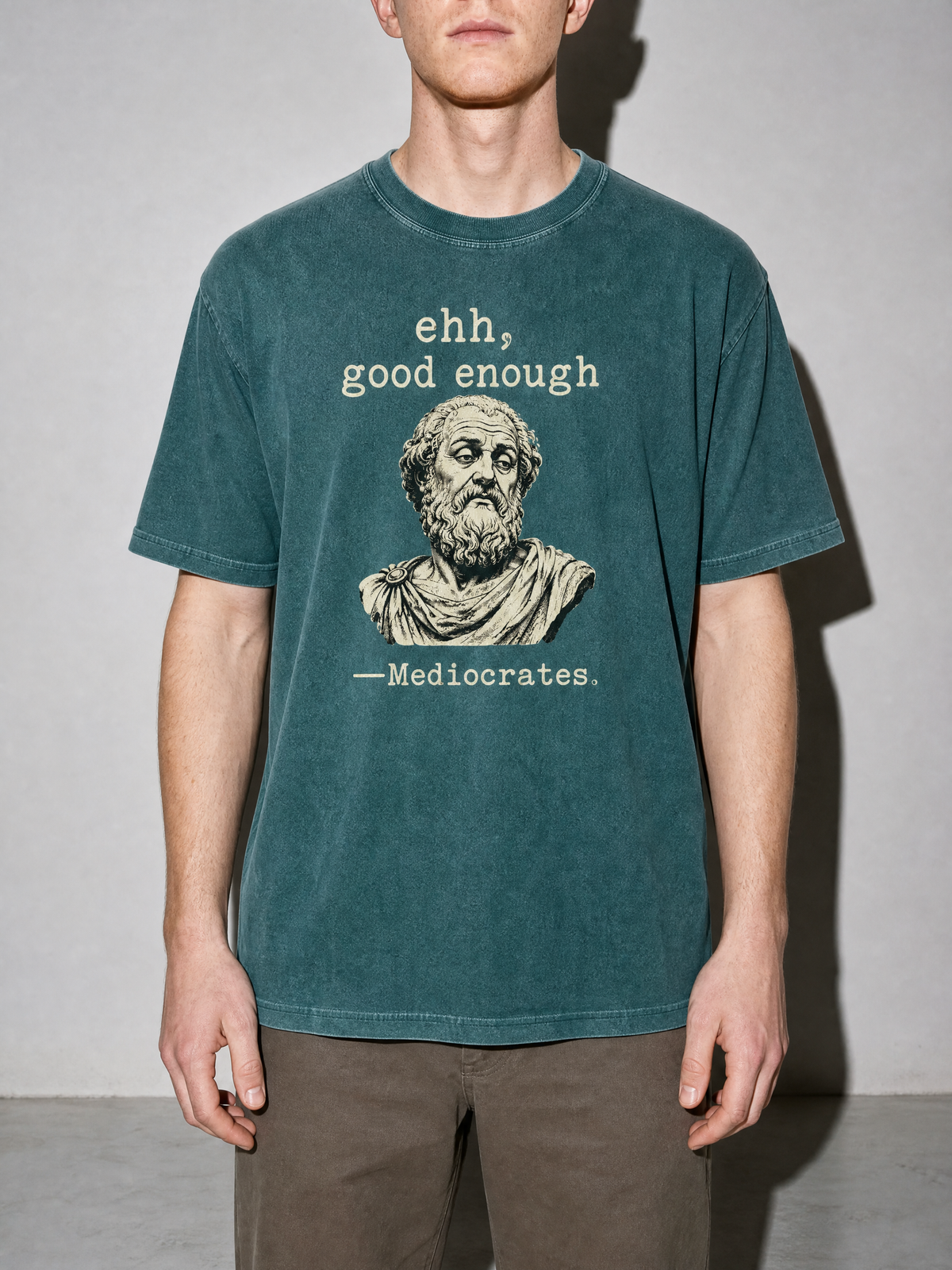 Mediocrates Premium Shirt - Blue Spruce - on-model zoom