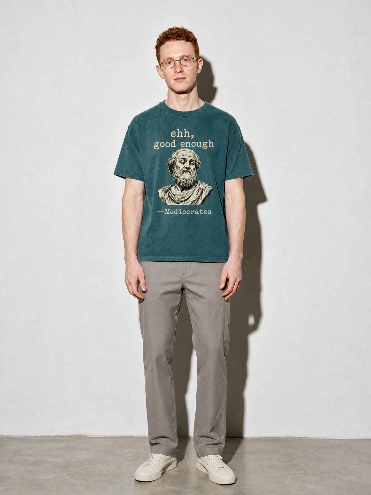 Mediocrates Premium Shirt - Blue Spruce - on-model full length