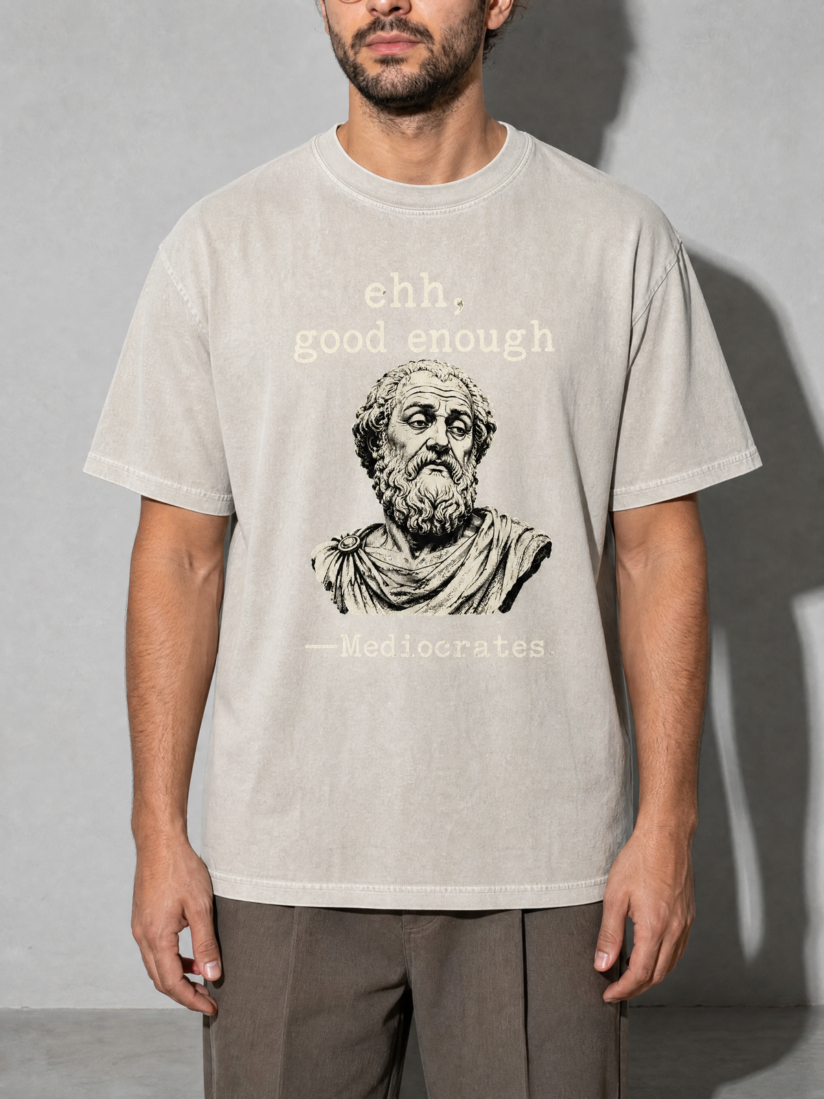 Mediocrates Premium Shirt - Ivory - on-model zoom