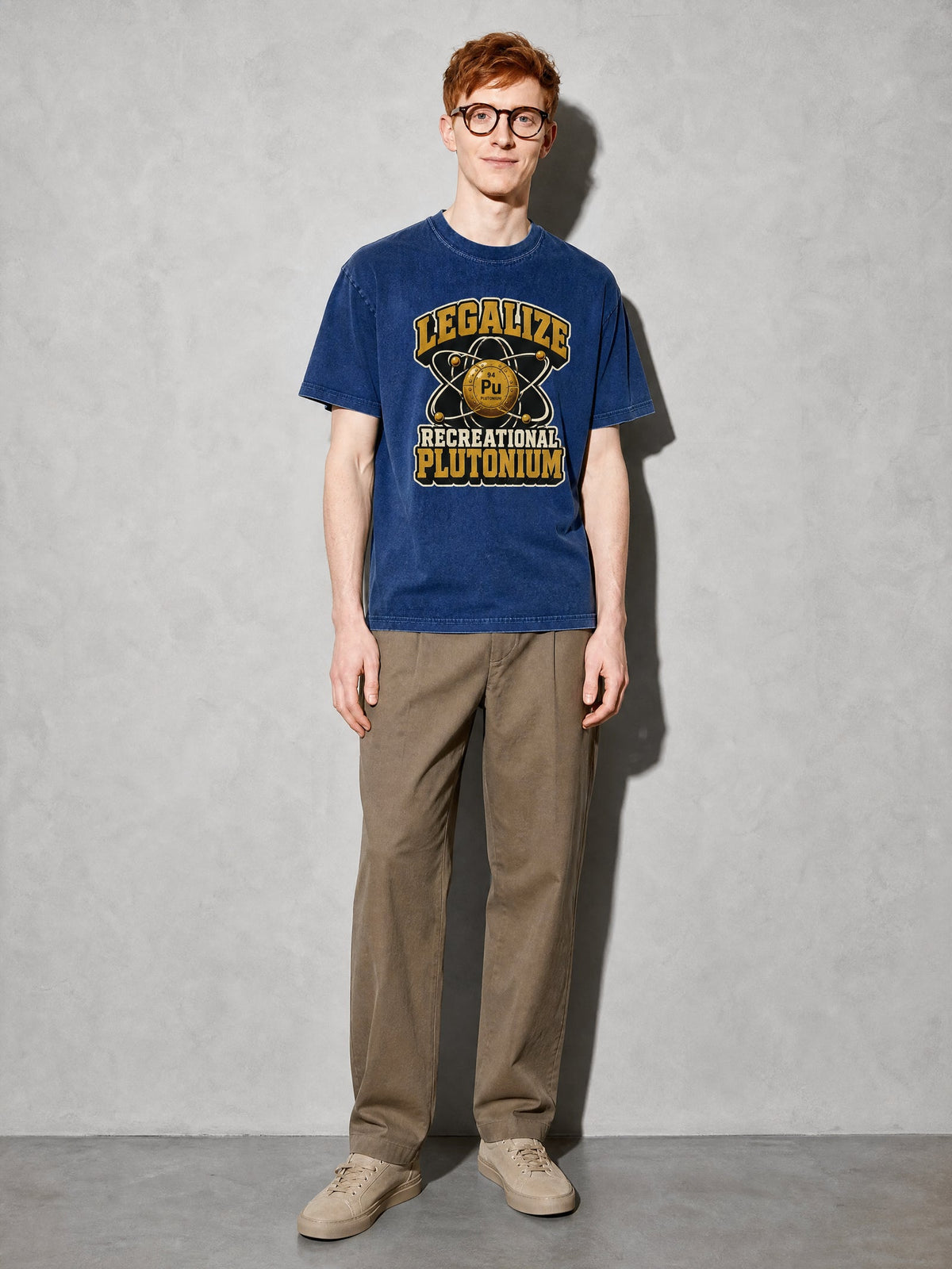 Recreational Plutonium Premium Shirt - True Navy - on-model full length