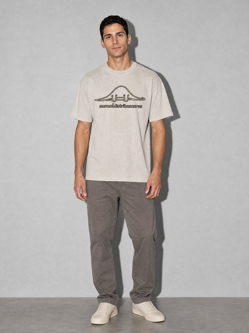 Normaldistribusaurus Premium Shirt - Ivory - on-model full length