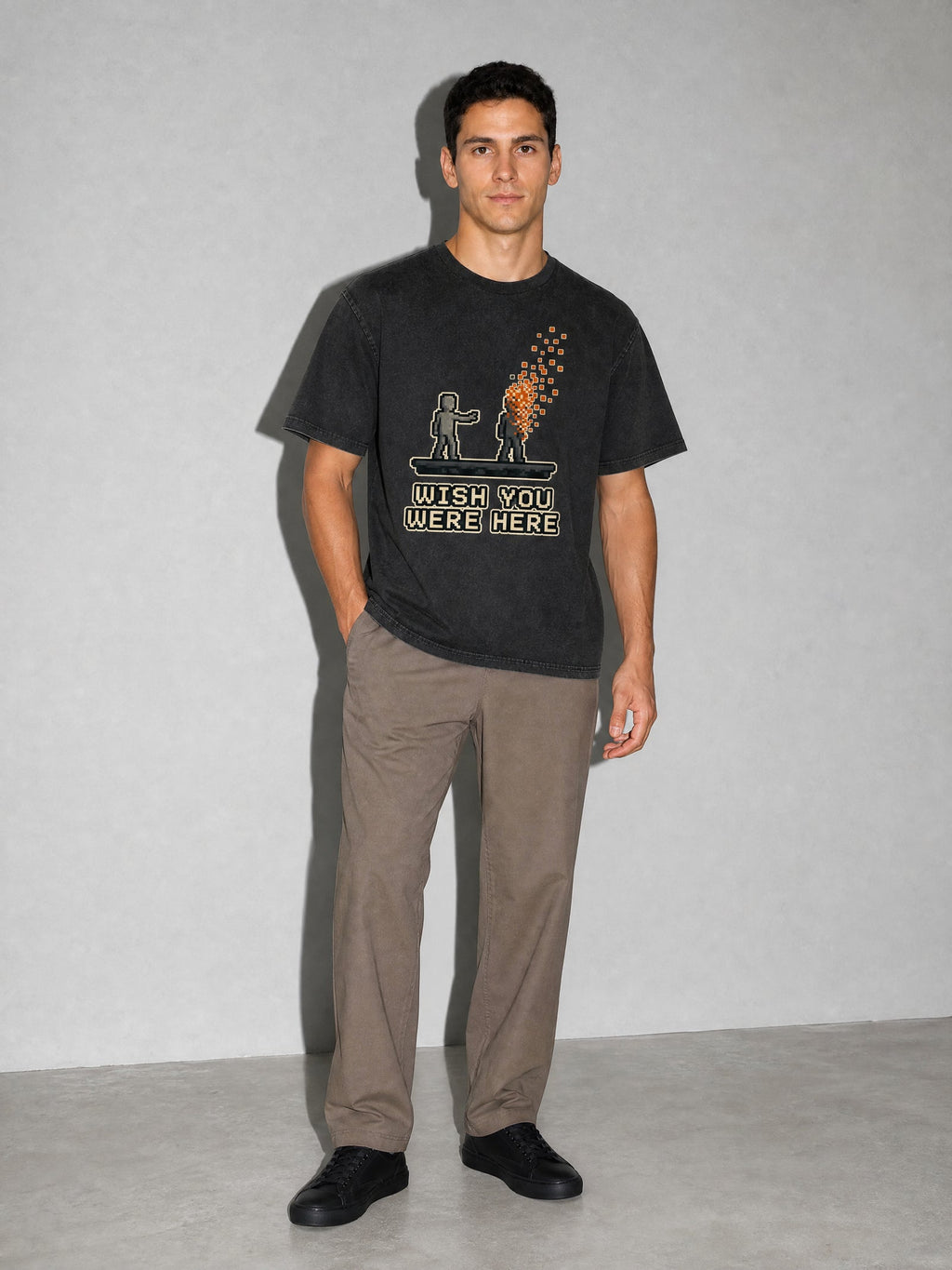Wish You Were Here Premium Shirt - Black - on-model full length