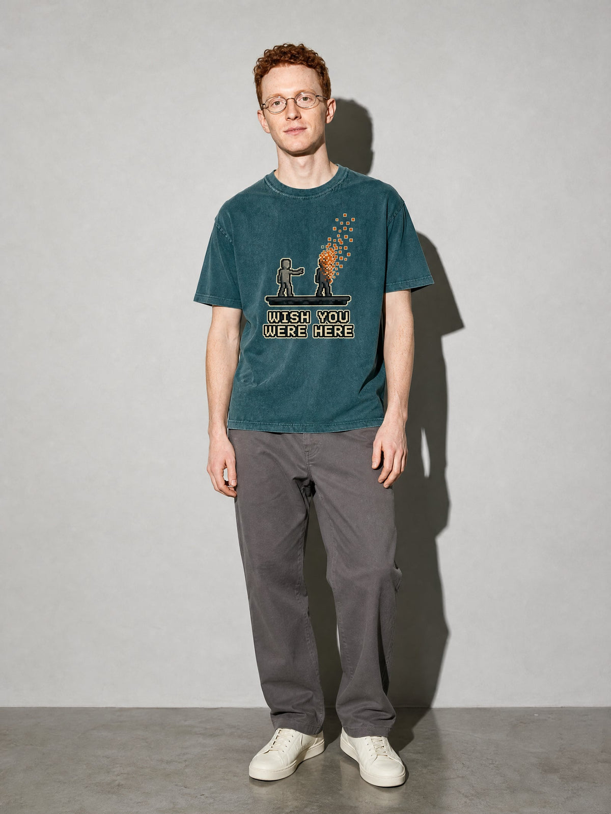 Wish You Were Here Premium Shirt - Blue Spruce - on-model full length
