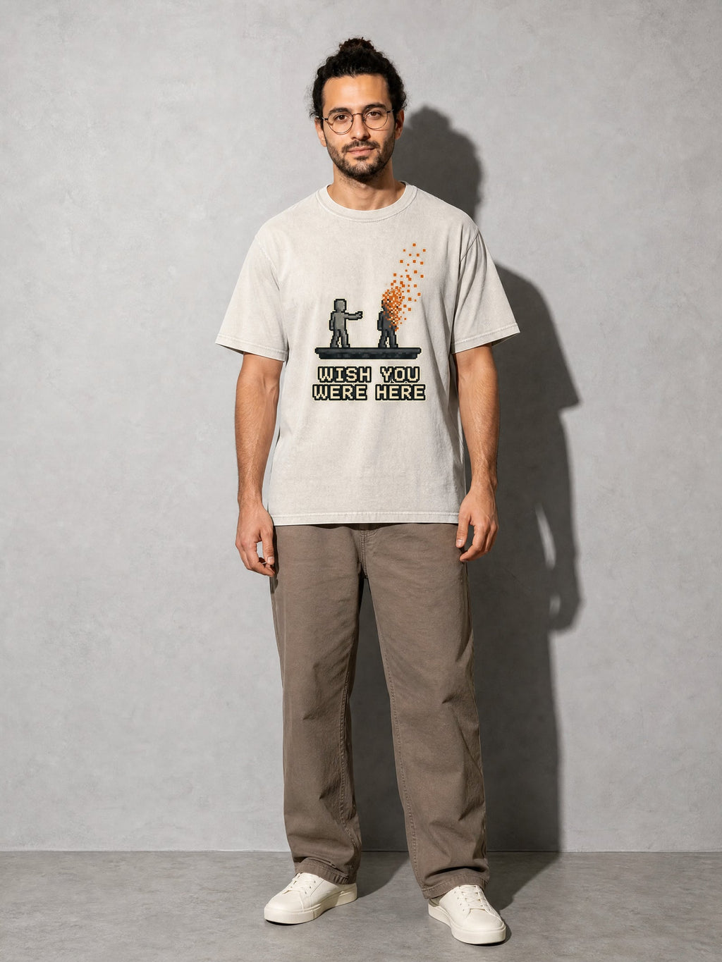 Wish You Were Here Premium Shirt - Ivory - on-model full length