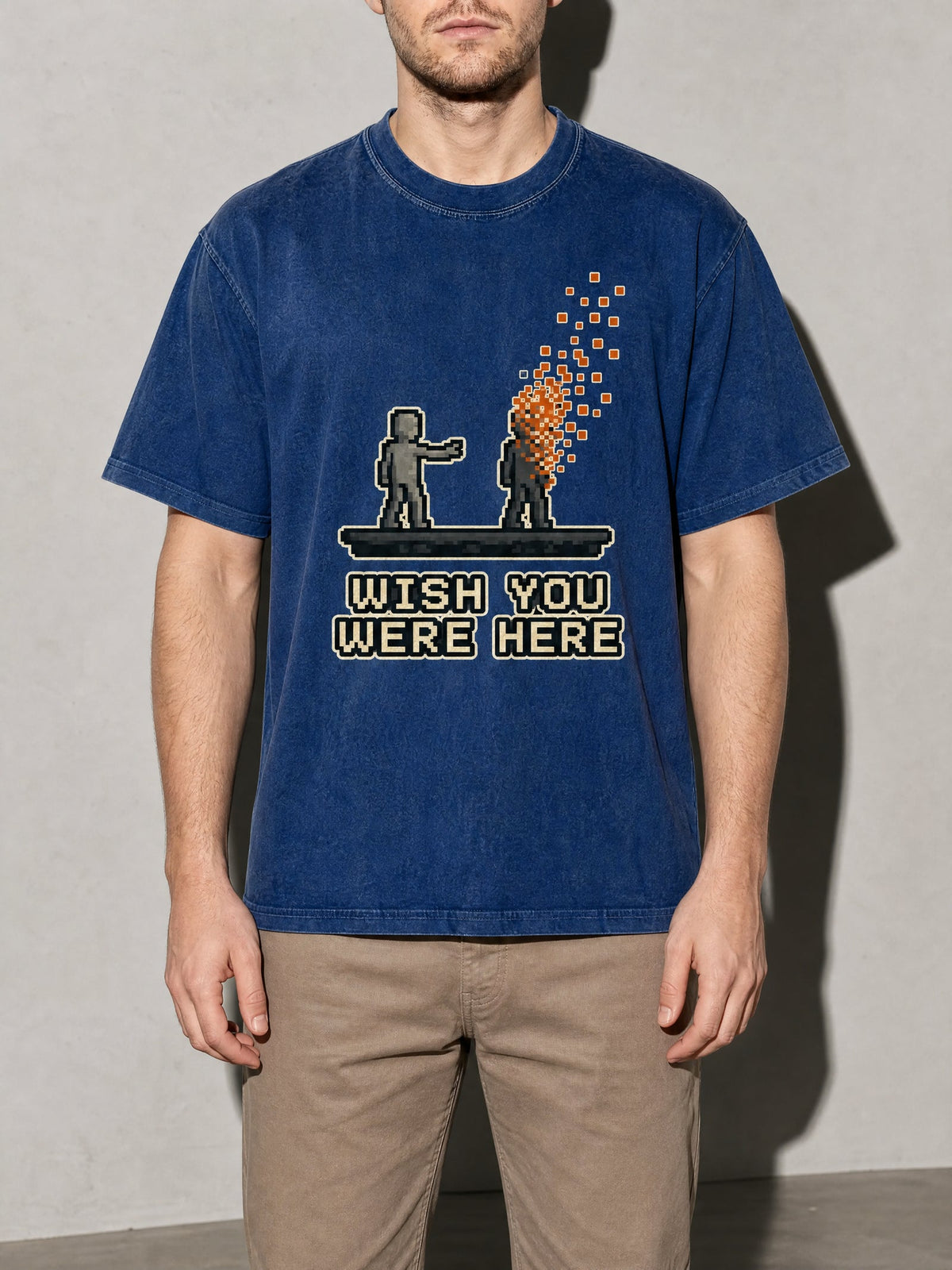 Wish You Were Here Premium Shirt - True Navy - on-model zoom