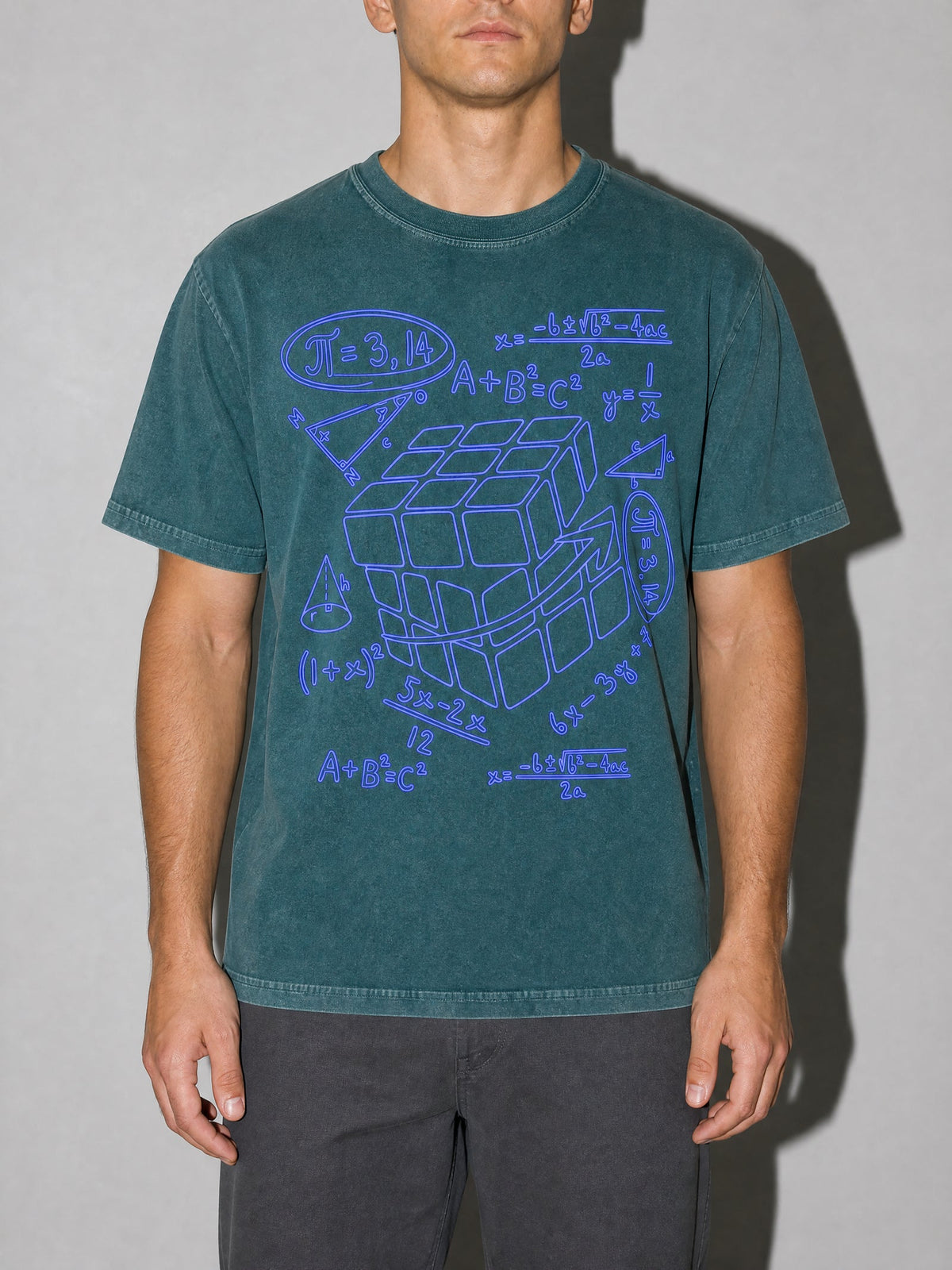 Pi Cubed Premium Shirt - Blue Spruce - on-model zoom